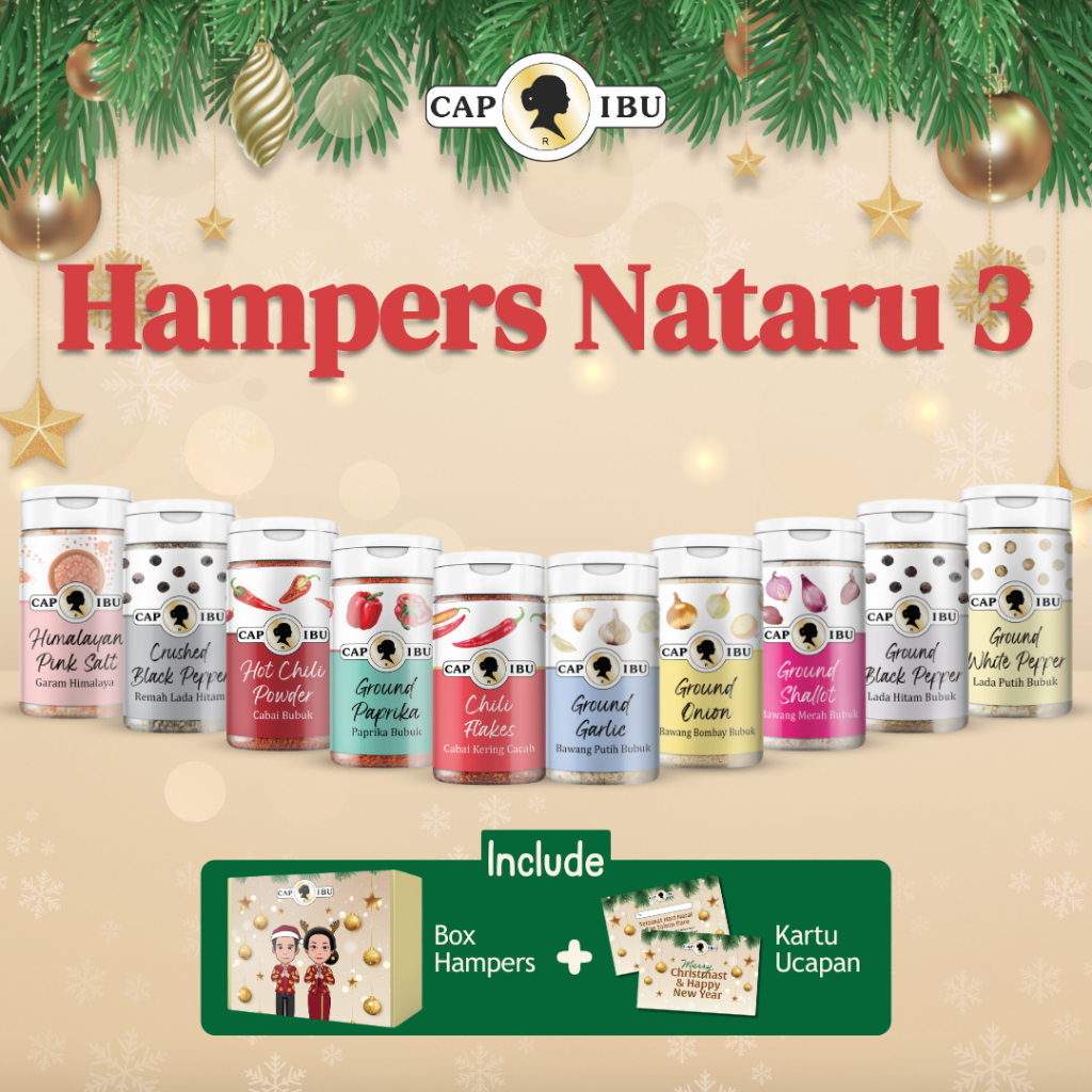 

CAP IBU HAMPERS NATARU 3 - Bumbu Rempah Bubuk Cabai Lada Putih Lada Hitam Garam Himalaya dan Bawang