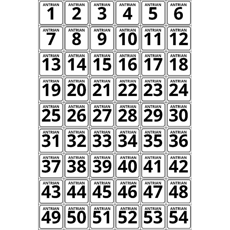 

Nomor Antrian 1-100 dengan lapisan anti air 2 sisi depan dan belakang bahan tebal