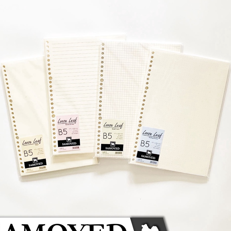 

Terkini SAMOYED LL51 Loose Leaf B5 26 Holes isi 6 Lembar Plain Ruled Grid Dotted Polos Garis Kotak Titik