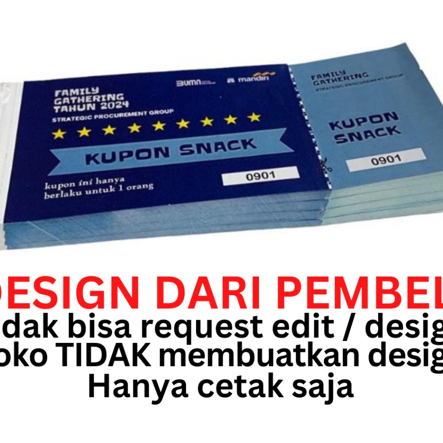 

HJ6 Cetak Kupon Isi 1 Bernomor Garis Putus Sobek Cacah Vocer Karcis Ticket