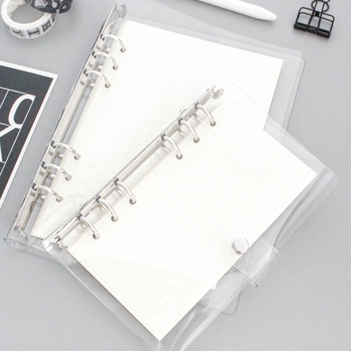 

FG2 A6 A5Clear Soft PVC Notebook Binder Cover Planner 6Ring LooseLeaf Folder
