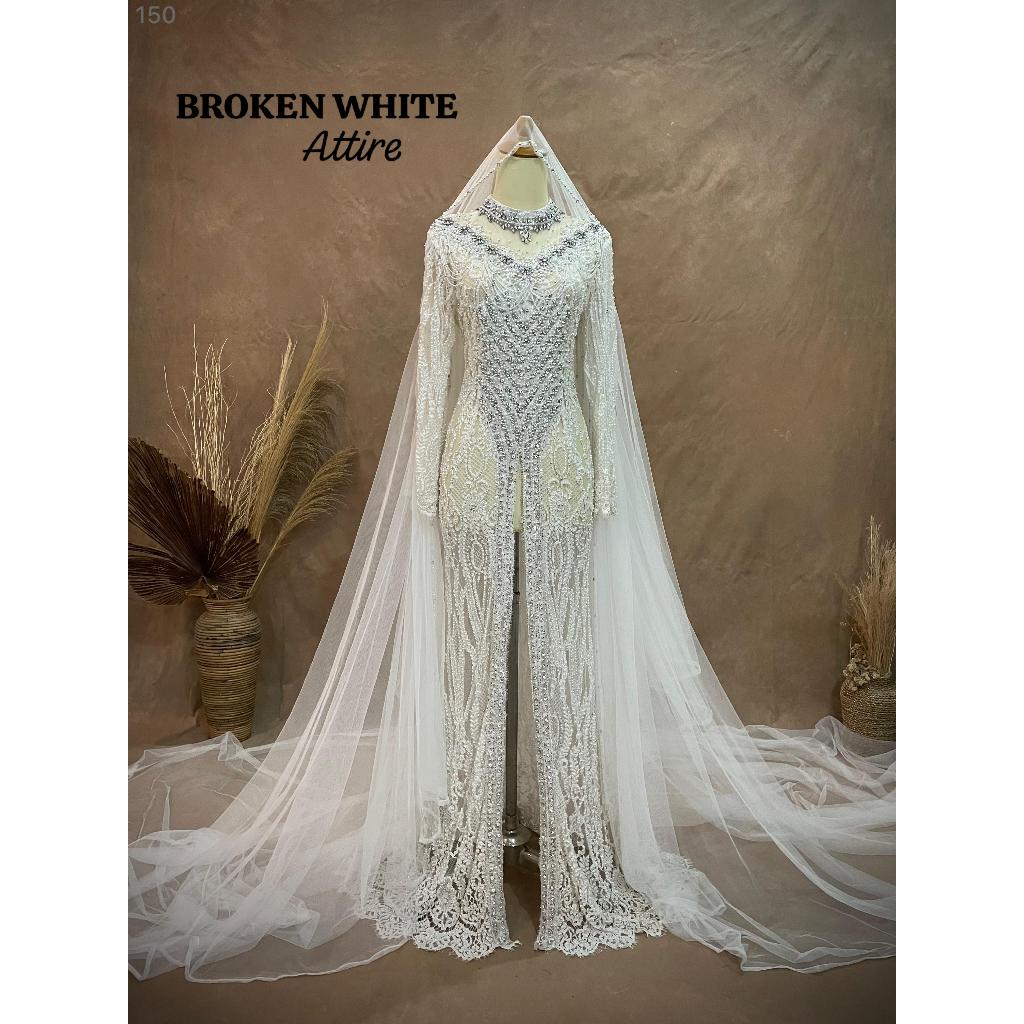 Kebaya pengantin modern belah putih bw kode 150