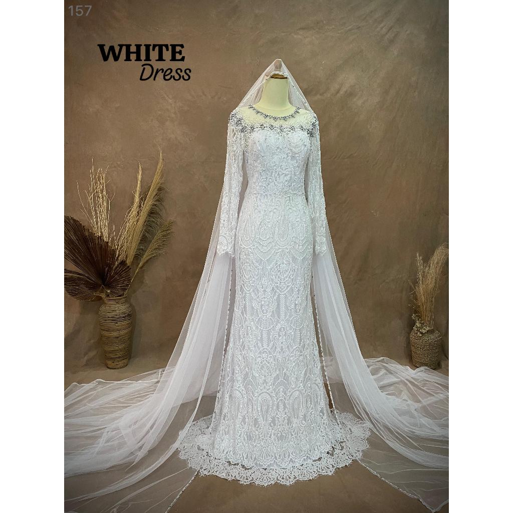 Kebaya pengantin modern slim bustier putih kode 157