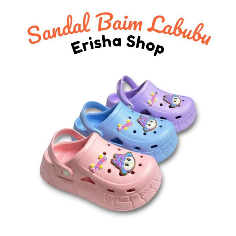Sandal Baim Labubu Terbaru Sandal Anak Wanita Kekinian Sendal Anak Tali Belakang Sandal Jibbitz