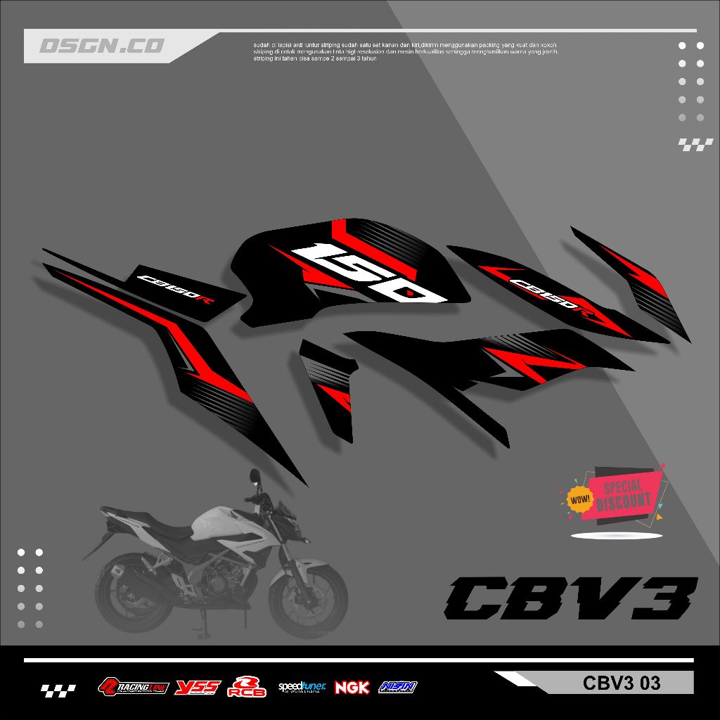 STRIPING CB150R V3 - STRIPING CB150R V3 NEW STREET FIRE - STIKER CB150R V3 SIMPEL 03