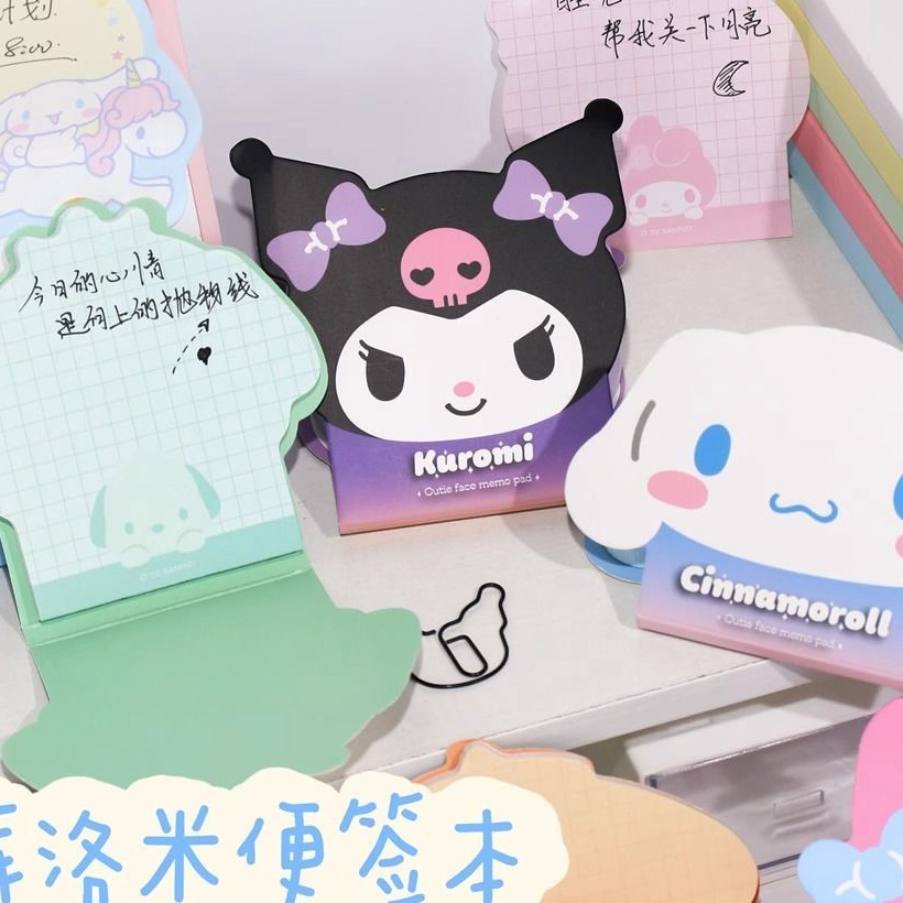 

KF7 SL88 Memo M Bentuk Kepala Kuromi Cinnamoroll My Melody M Sticky Notes