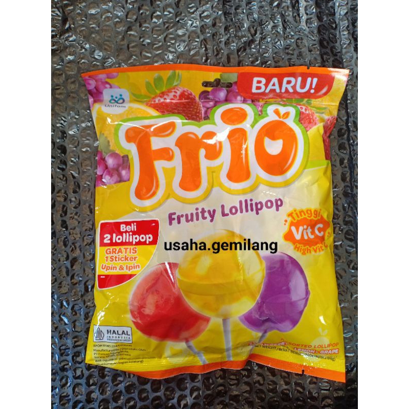 

FRIO Fruitty Lollipop Refill (1Bag: 40pcs) - Permen Lolipop Refill Rasa Anggur, Lemon, Strawberry / Permen Rasa Buah Segar / Permen Buah Tinggi Vit C / Permen Rasa Buah / Permen Lollipop Buah / Jual Permen Lollipop Rasa Buah / Permen Tinggi Vit C