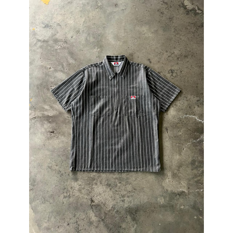 BEN DAVIS - HALF ZIP SHIRT BUTCHER STRIPED