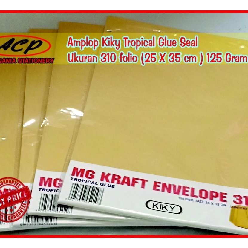 

KP8 Amplop Coklat Kiky Type 31 Folio 125 gsm dengan tropical glue