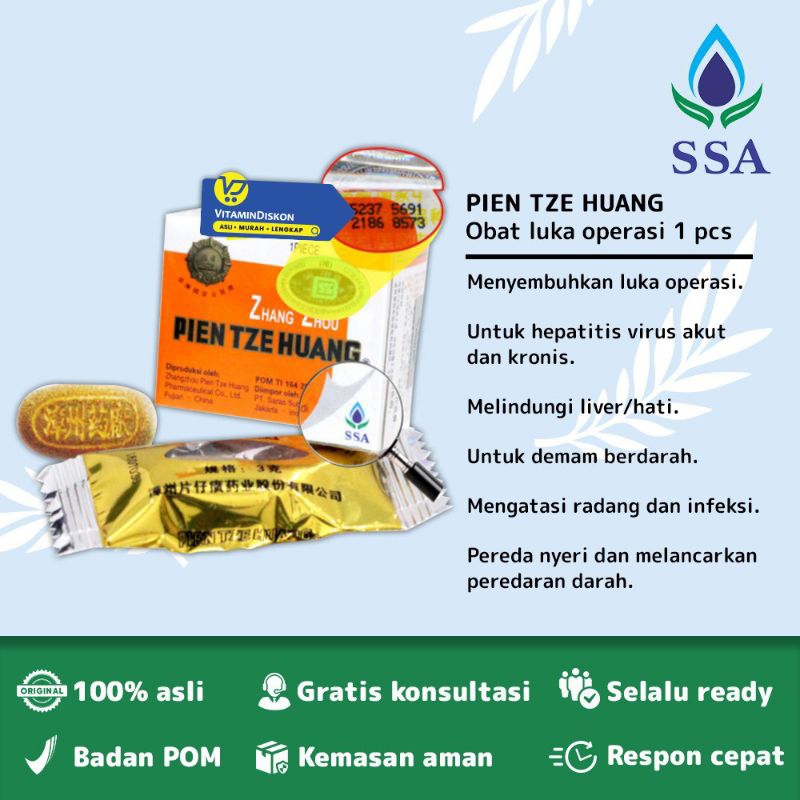 NEW PIEN TZE HUANG ORI OBAT PIEN TZE ORIGINAL 6 kapsul obat Herbal alami setelah operasi - pengering