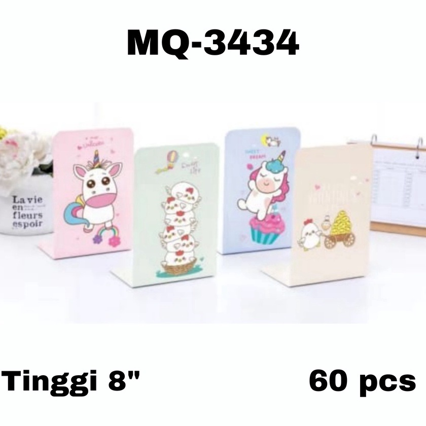

HJ6 SOS Book End seri MQ 1 set2 pcs Pembatas Buku Besi Penyangga BukuSandaran Buku