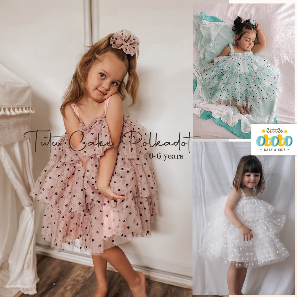 Dress Tutu Cake POLKADOT - 0-6th Bayi Anak Gaun Tile Pesta