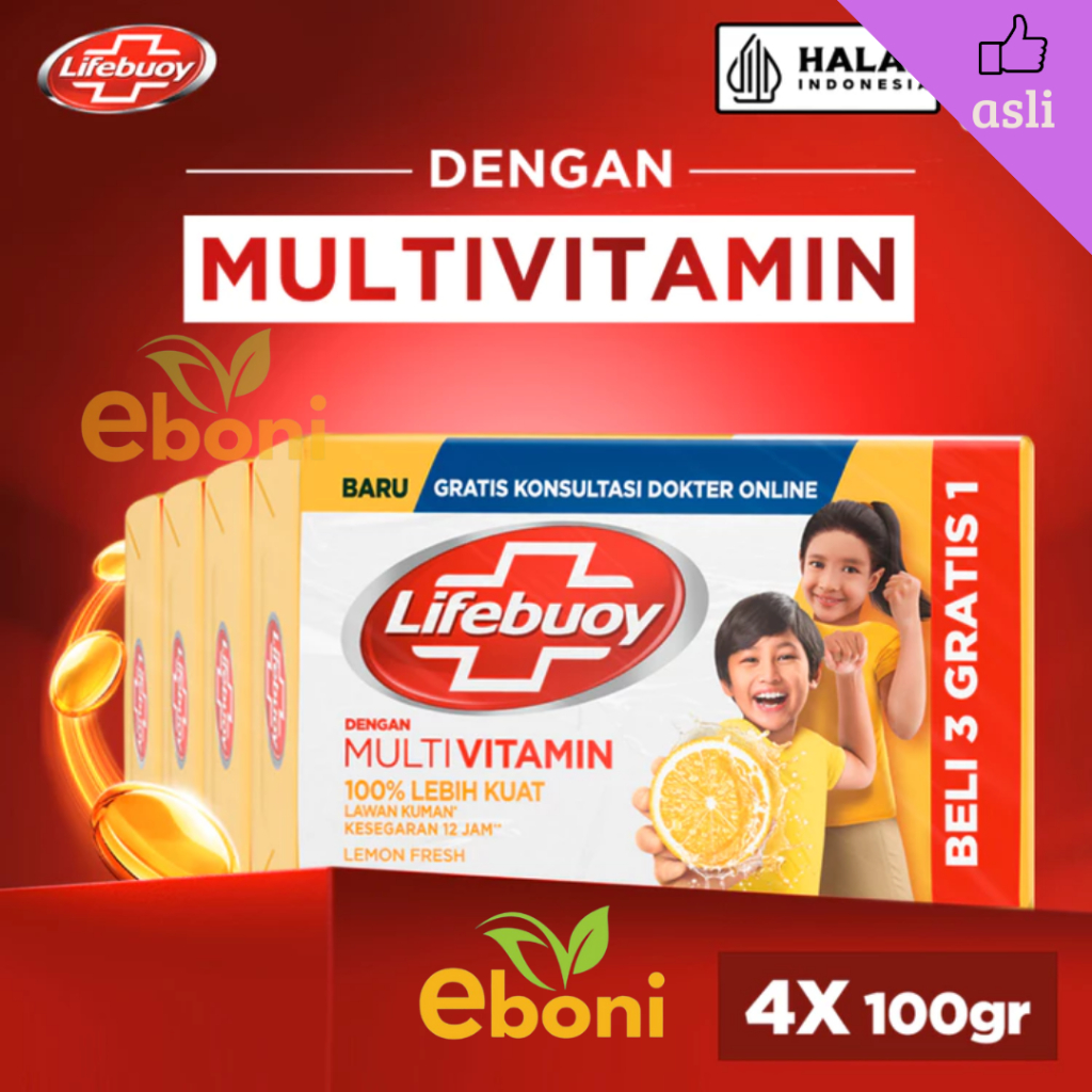 Lifebuoy Lemon Fresh Sabun Batang 4x100gr - Lifebuoy sabun batang multipack