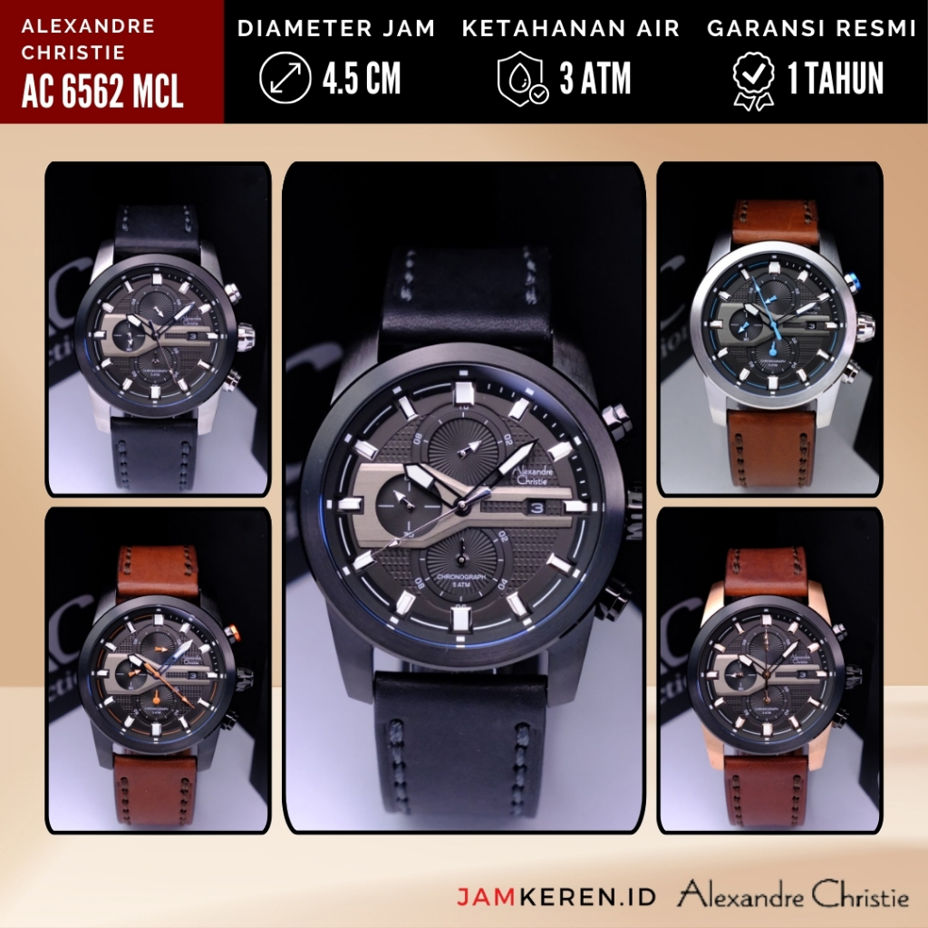 JAMKEREN Alexandre Christie AC 6562 MCL Jam Tangan Pria Tali Kulit Original Garansi Resmi Sporty