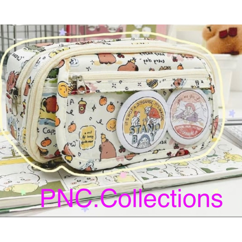 

Kotak pensil pencil case kotak alat tulis motif capybara kapasitas besar 4 sekat