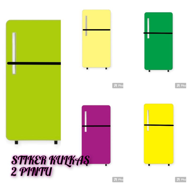 STIKER KULKAS 2 PINTU MOTIF POLOS