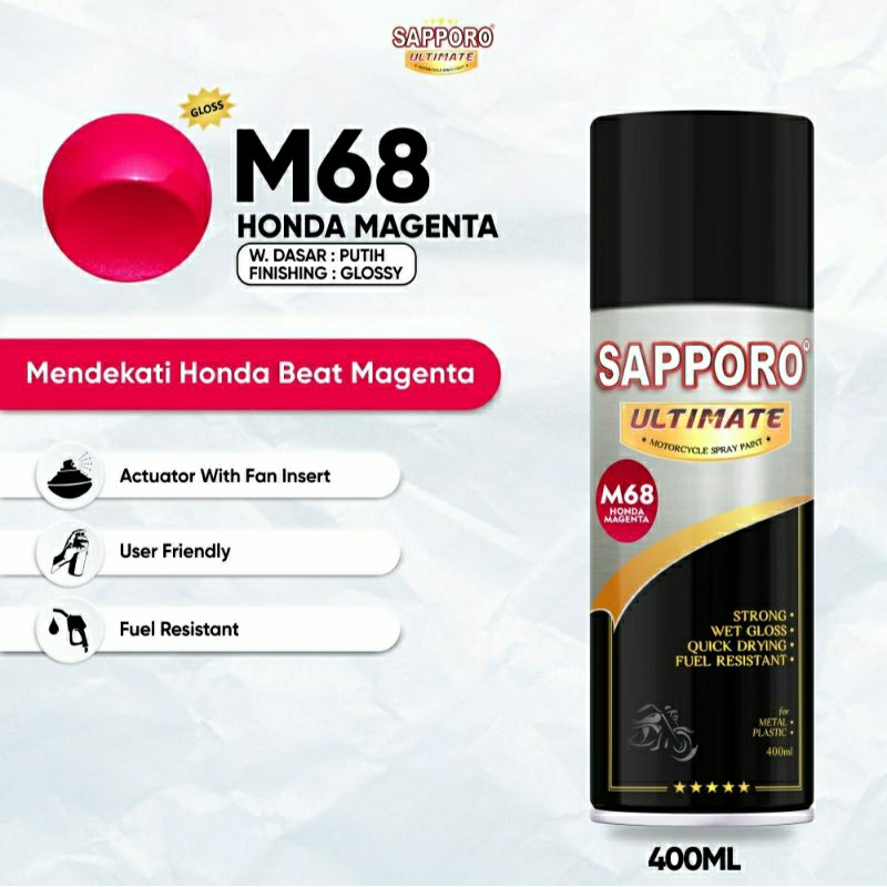 #MAU# Cat Semprot Sapporo Ultimate M68 Honda Magenta 400ml Magenta Honda Beat Cat Spray Duco Sapporo