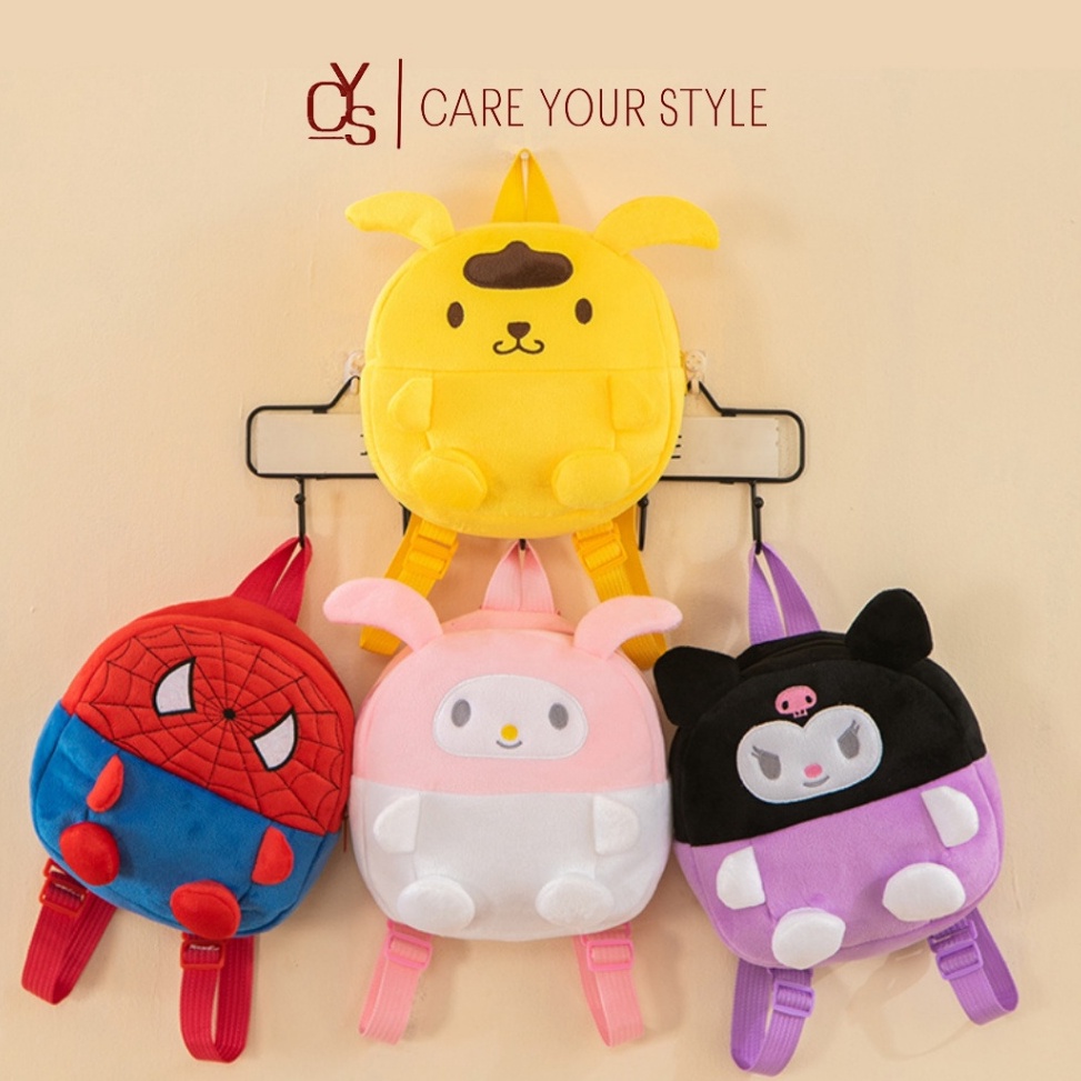 Modern Tas Ransel Anak TK Paud Motif Kartun Boneka Lucu Kain Bludru Lembut Backpack Kids T289
