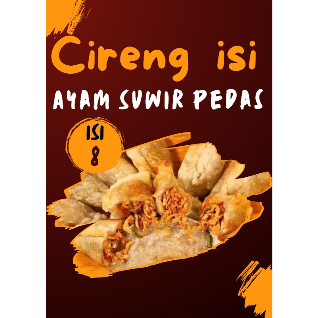 

CIRENG ISI AYAM SUWIR PEDAS isi 8pcs || Cireng isi (makanan ringan/makanan instan/makanan pedas/Frozen food)
