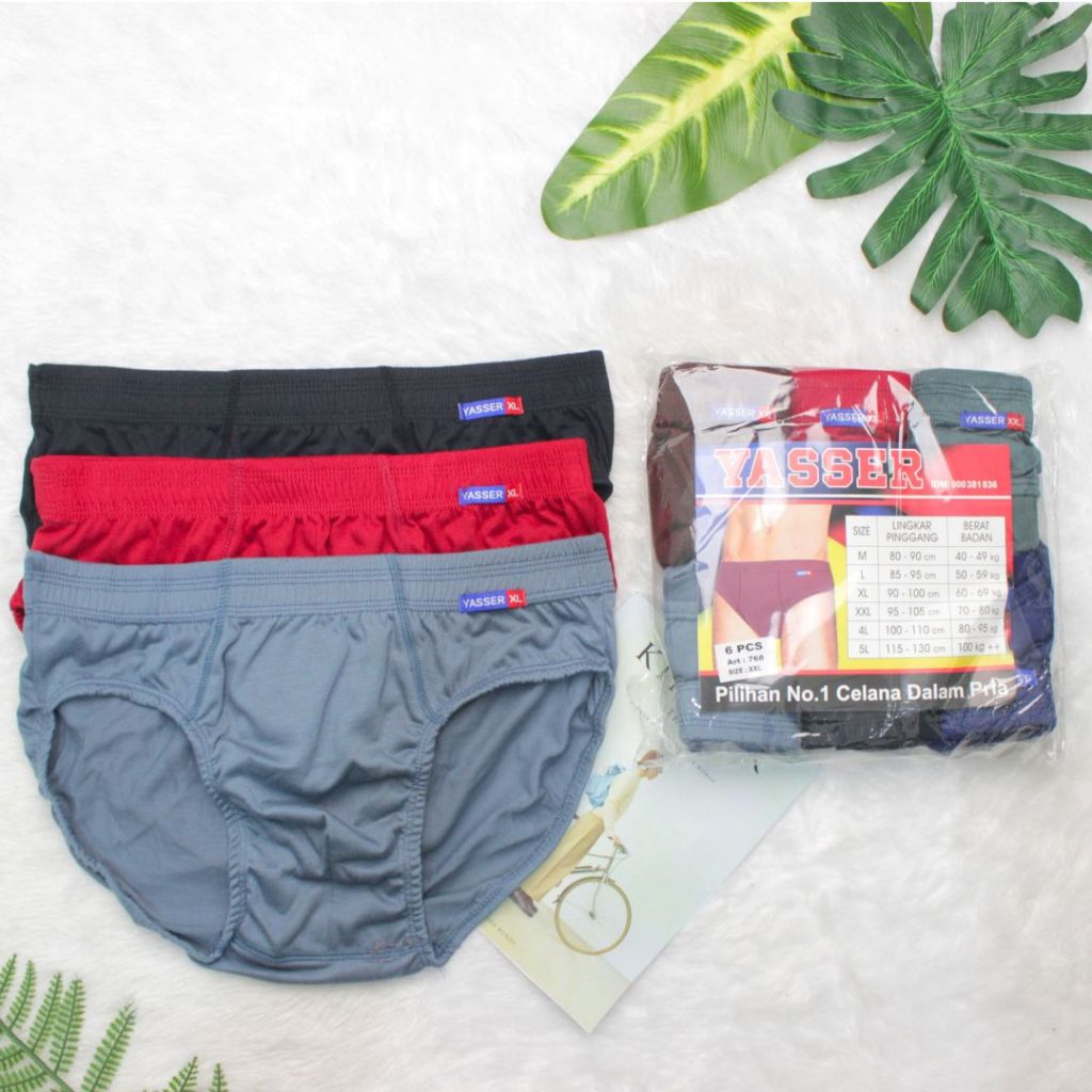 (6 PCS) CELANA DALAM LAKI - LAKI YASSER BASIC BRIEF BAHAN PREMIUM 6 WARNA CD LAKI - LAKI SPORTY DEWA