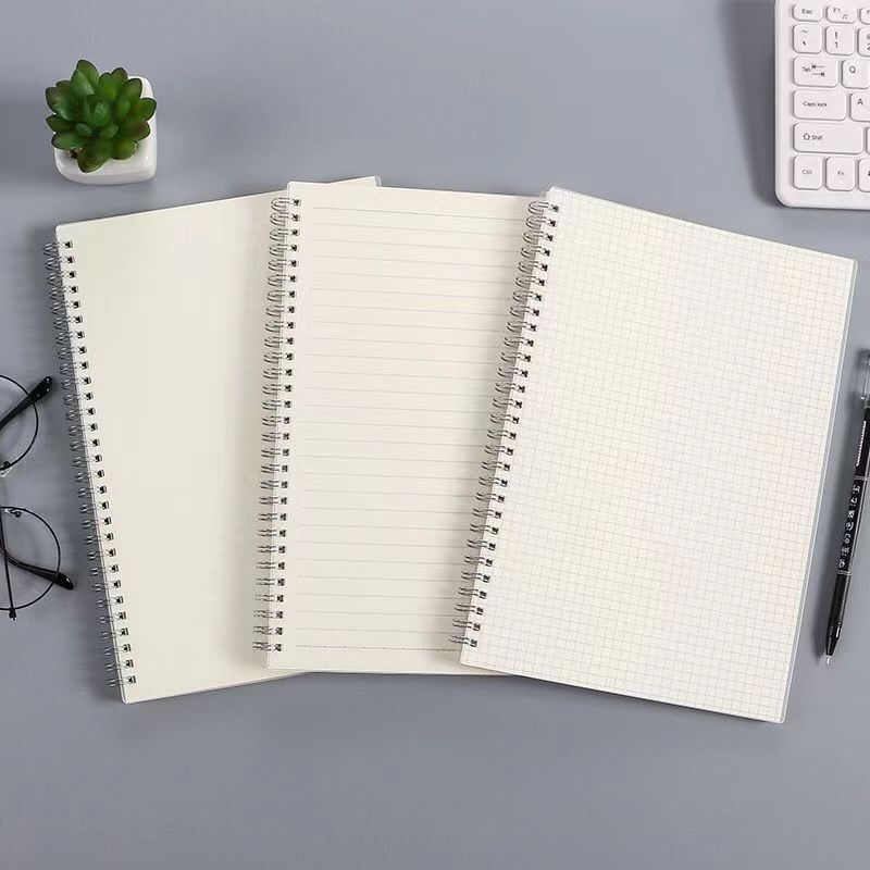 Buku catatan spiral PP Matte dengan garis horizontal, buku catatan A5 tebal, perlengkapan sekolah sp