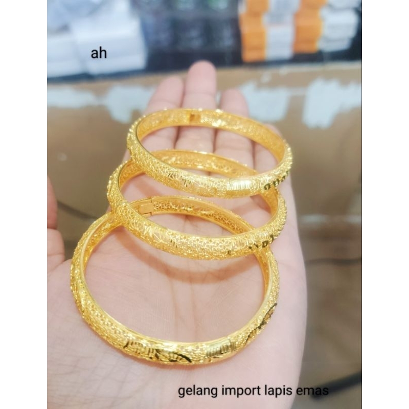 Gelang kroncong lapis emas 24 karat anti karat