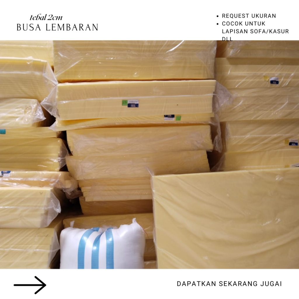 Busa lembaran 2cm Royal Foam Warna kuning D16 Nyaman Awet Tahanlama Spon Untuk Jok kursi Meteran