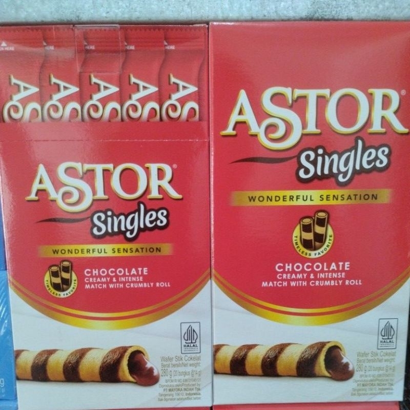 

astor singles wafer stik cokelat 1pak isi 20pcs 14gr