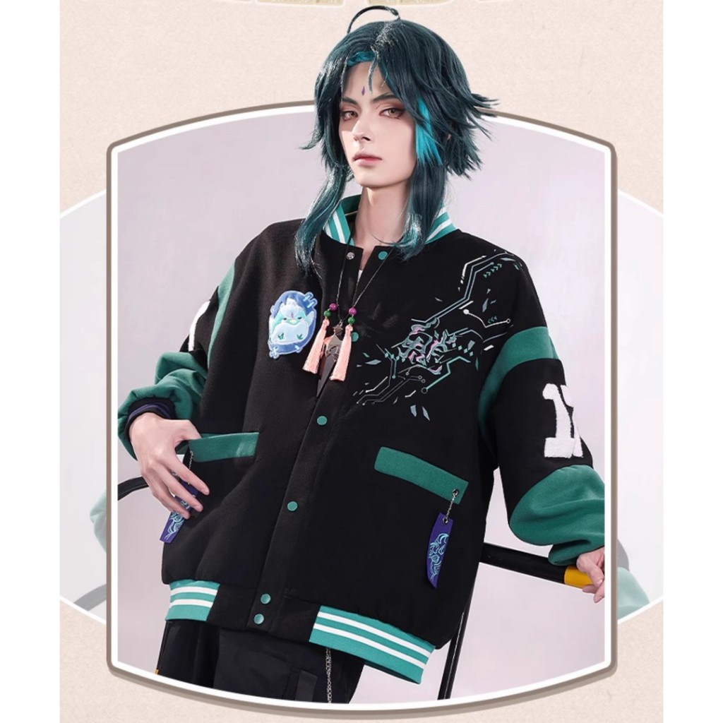 Vigilant Yaksha Varsity Jacket Xiao Genshin Impact Jaket Game cosplay cosu anime Jepang Korea