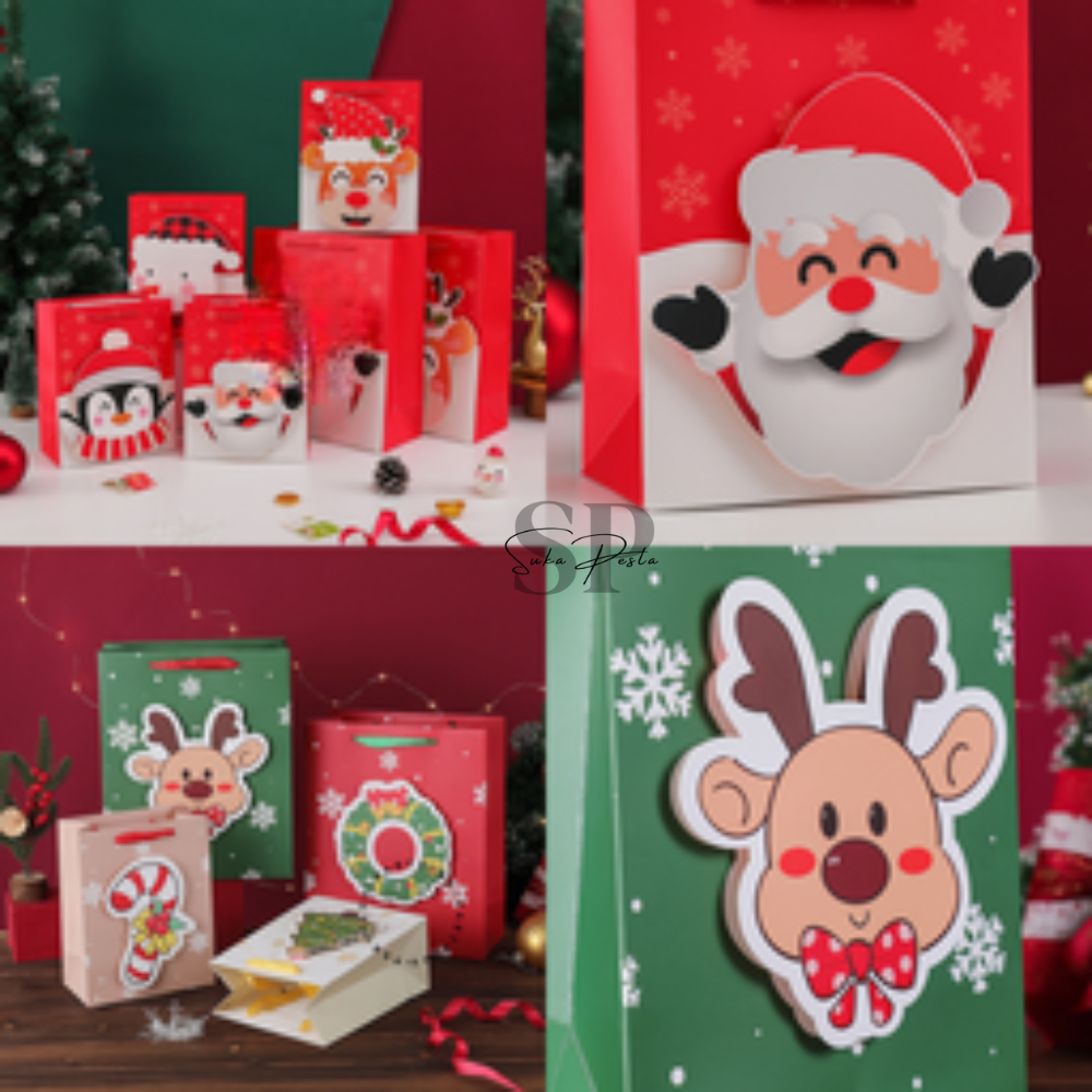 

Paper Bag Christmas Santa Rusa Natal / Tas Goodie Bag Natal / Tas Hampers Natal