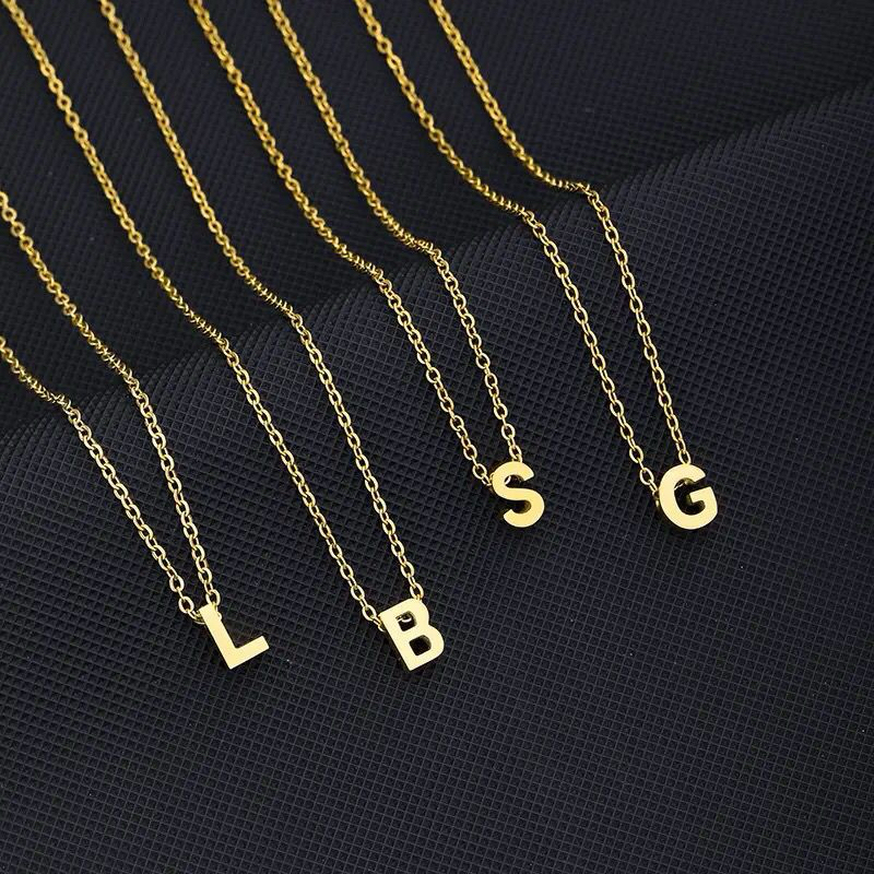 kalung titanium liontin Inisial Gold / Liontin Alfabeth / Liontin Huruf
