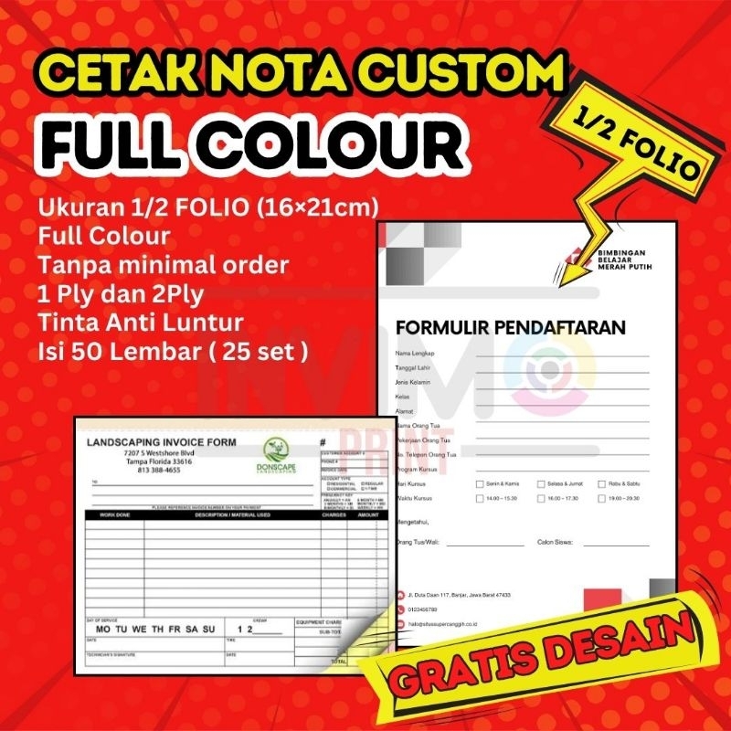 

CETAK NOTA CUSTOM FULL COLOUR 1/2 FOLIO