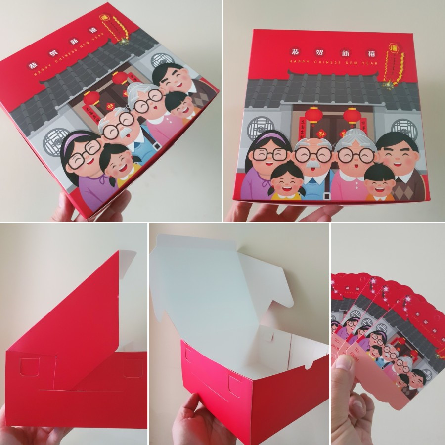 (5 Pcs)Kardus Chesee Cake Imlek Box Brownies Sekat 4 Kotak Kue Lapis Legit Chinese New Year