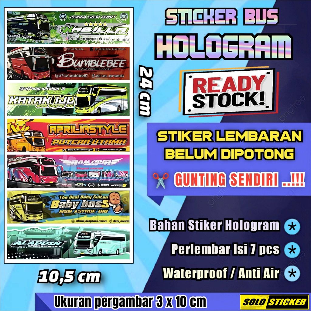 

Stiker Bus Panjang Hologram Lembaran Isi 7pc