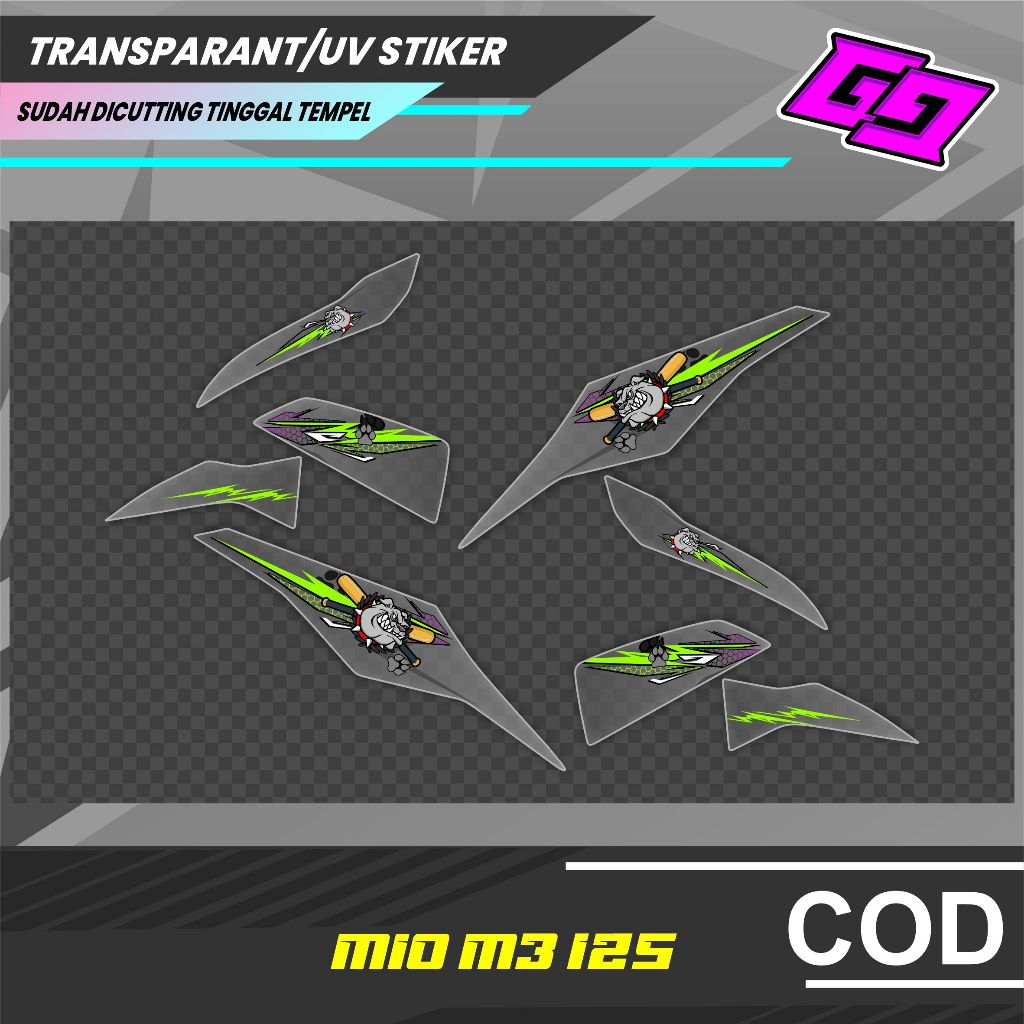 STRIPING TRANSPARAN UV CLEAR SIMPEL YAMAHA MIO M3 MIO 125 BULLDOG ROAD RACE SUDAH DI CUTTING TINGGAL