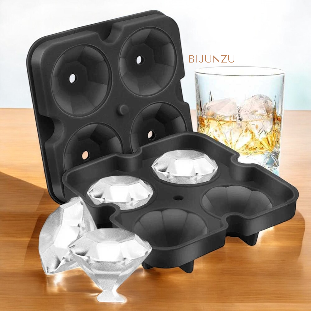 Cetakan Es Batu Silikon dengan Tutup Bentuk Kristal Berlian Besar Diamond Ice Cube Maker