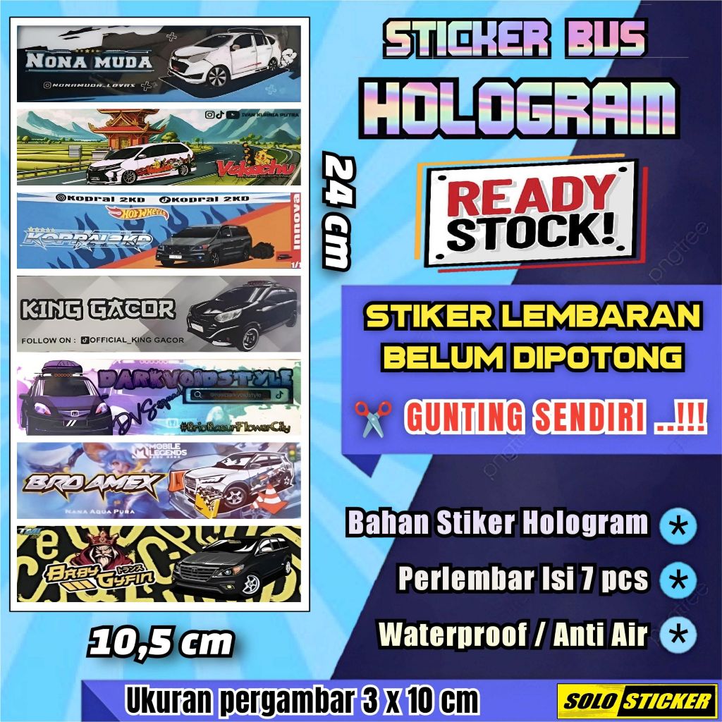 

Stiker TCI Mobil Basuri Panjang Hologram Lembaran Isi 7pc