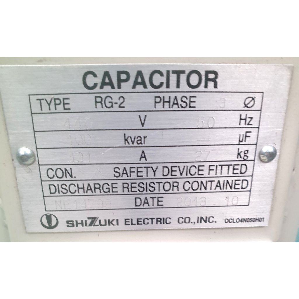 Kapasitor Bank Shizuki  3 HASE 440 VOLT 100 Kvar Type RG-2