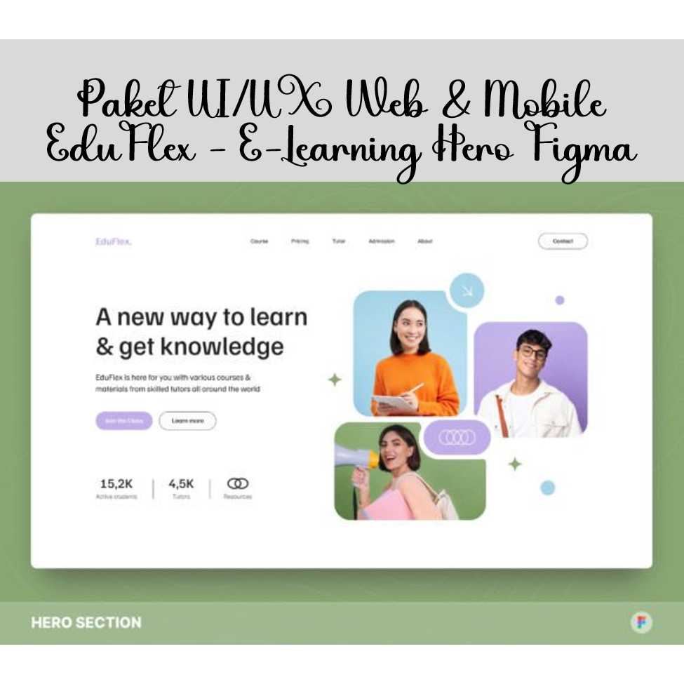 Paket UI/UX Web & Mobile EduFlex - E-Learning Hero Figma