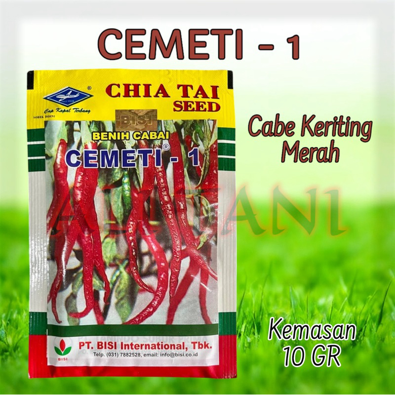 Benih / Bibit Cabe Keriting Merah Cemeti - 1 Cap Kapal Terbang Kemasan 10 GR