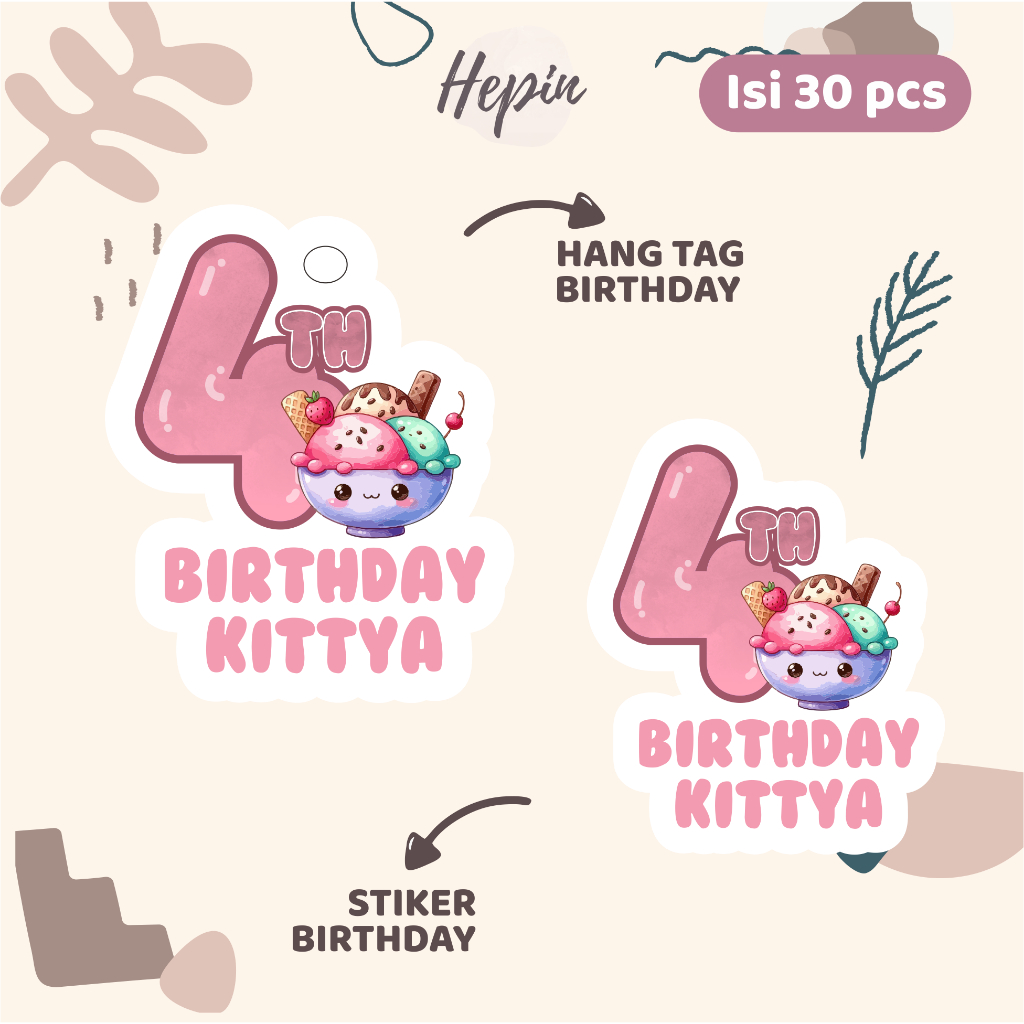 

(30pcs) Hang tag & stiker ulang tahun Tema ICE CREAM-cute /murah/lucu /label tag ulang tahun murah/hang tag ulang tahun/tag souvenir ulang tahun/stiker nama ualang tahun/diecut stiker&t ag