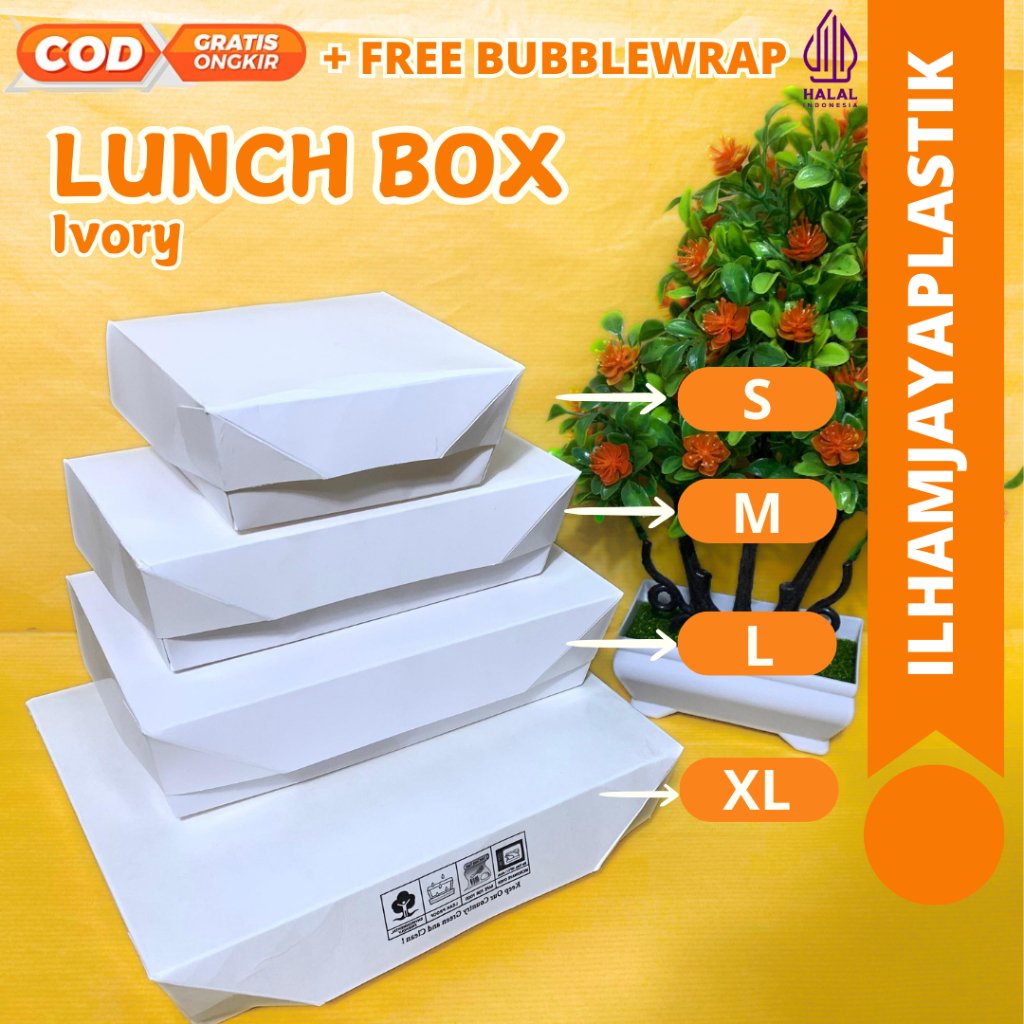 [5 PCS] Lunch Box Forming Siap Pakai Ivory Size S M L XL kotak nasi laminasi/ Ergopack