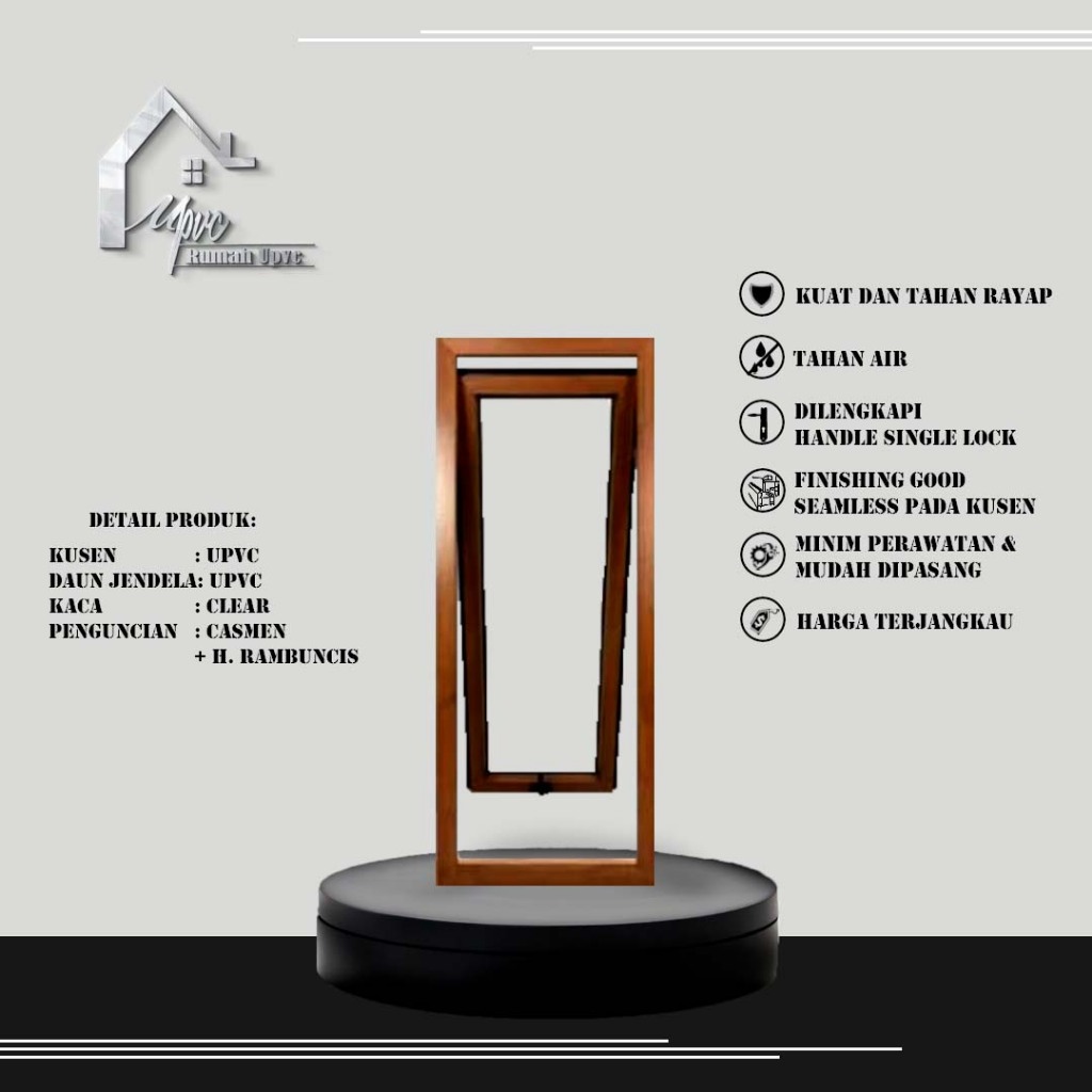 JENDELA UPVC JUNGKIT 1D.JENDELA EROPA (GOLDEN OAK)