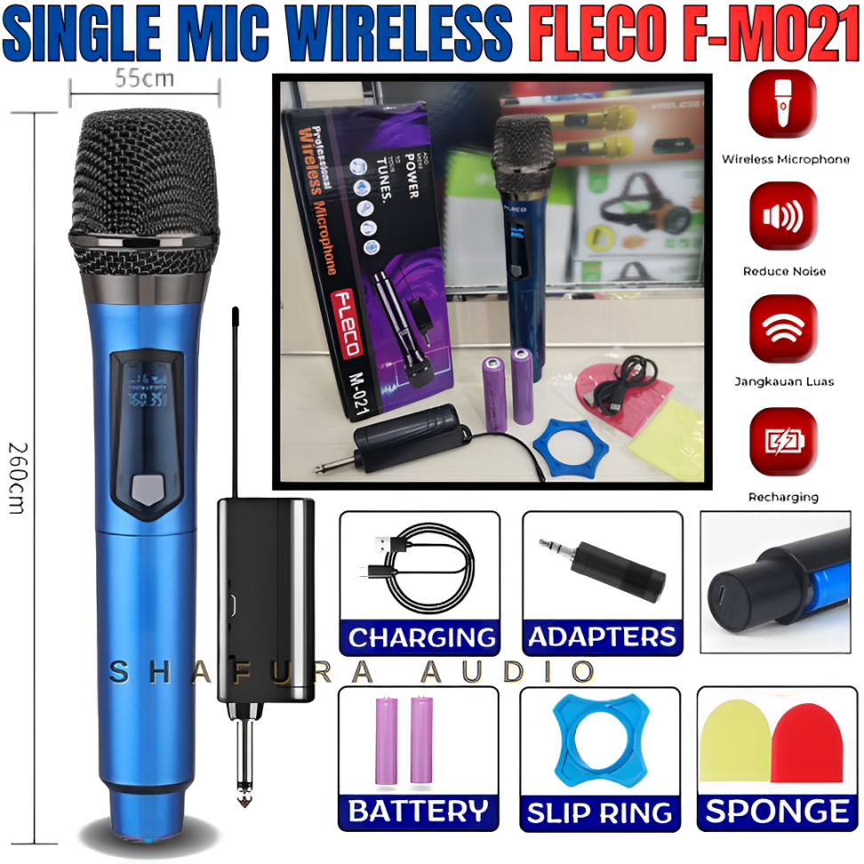 Mic / Microphone Wireless Profesional Fleco F-M021mic Bisa Di Charger | Mic Wireless Uhf (Wireless) 