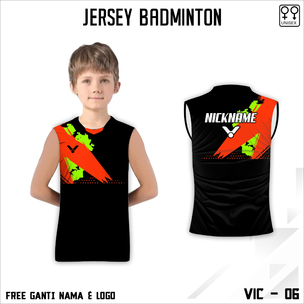 Jersey kaos badminton baju olah raga bulu tagkis victor terbaru anak singlet