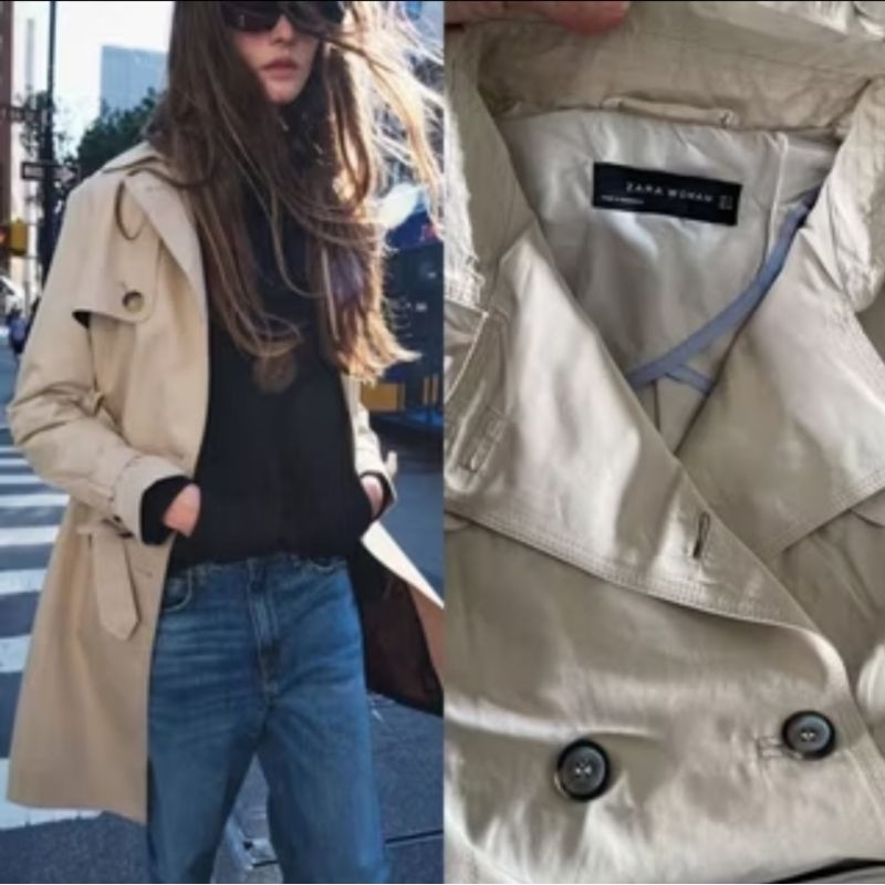 Z#R waterproof trench belted long coat jacket