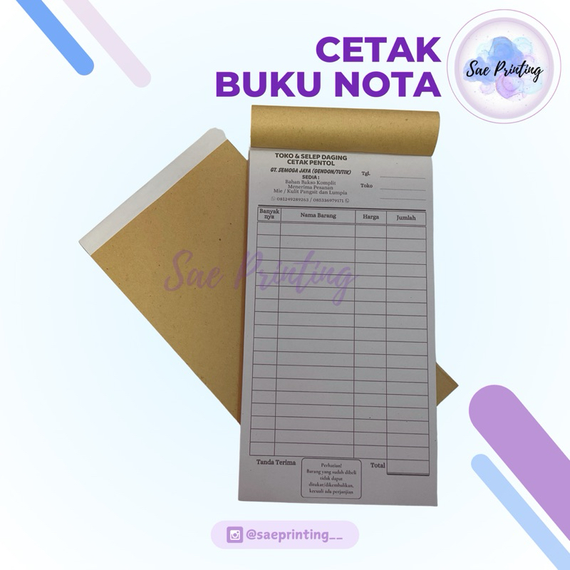 

Nota 1/3 Folio / Nota Pembelian / Cetak Buku Nota