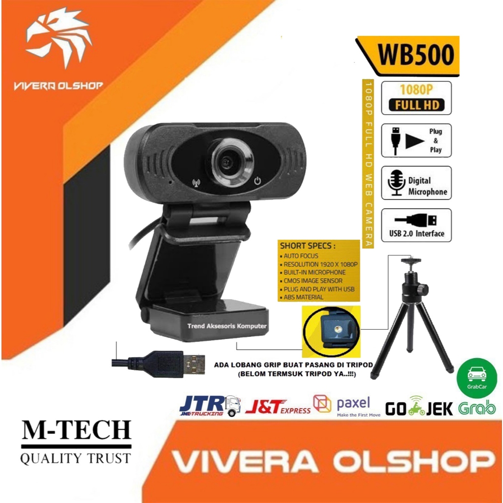 Webcam MTech WB500 1080p Full HD Web Camera Full HD INCLUDED TRIPOD