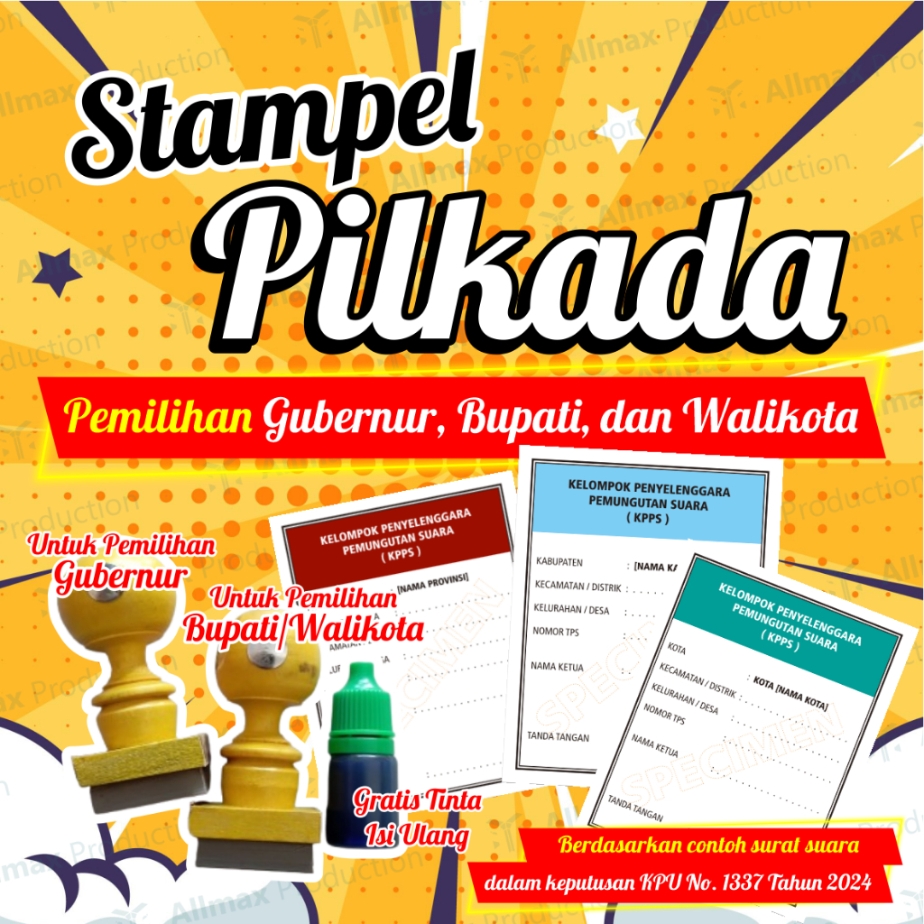 

Paket Stempel KPPS Pilkada 2024 | Pemilihan Gubernur, Bupati, Walikota 2024