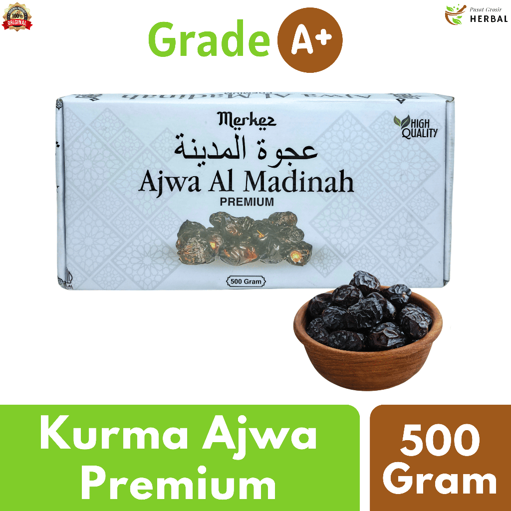 

Kurma Ajwa 500 Gram Asli 100% Original Premium Madinah | Kurma Azwa Nabi Asli Jumbo Grade A Quality